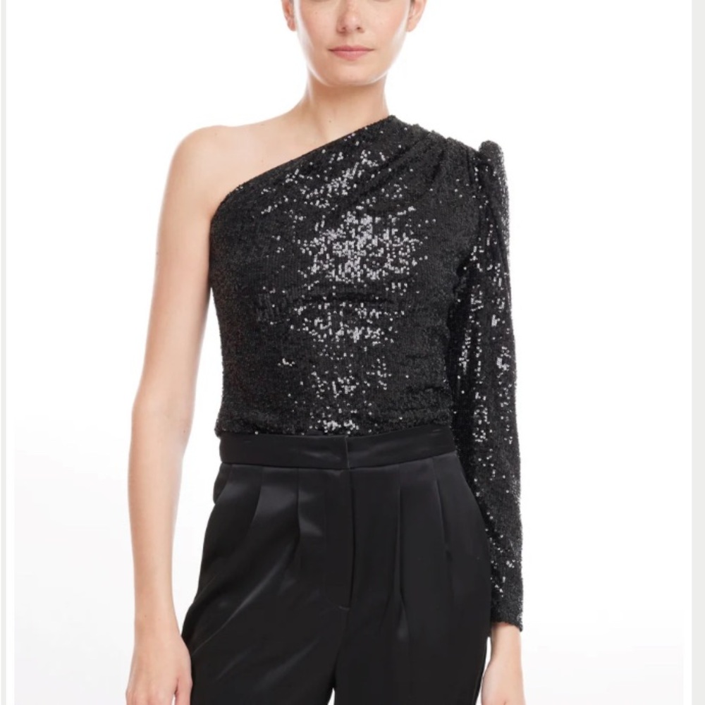 Generation Love Black Sequin Vetta One Shoulder Top M NWT Holiday NYE Revolve